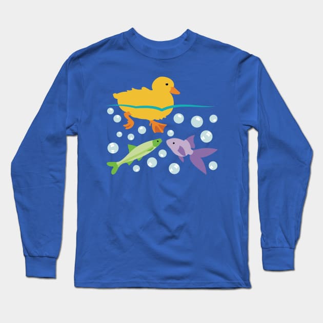 Duckling and Fishes Long Sleeve T-Shirt by evisionarts